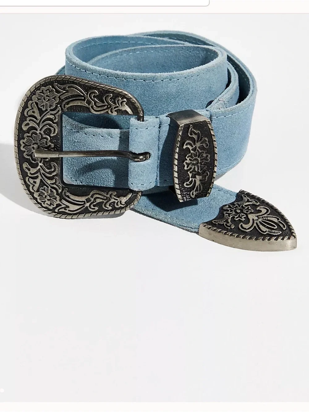 Free People Black Rock Western Belt - teal / size Medium/Large